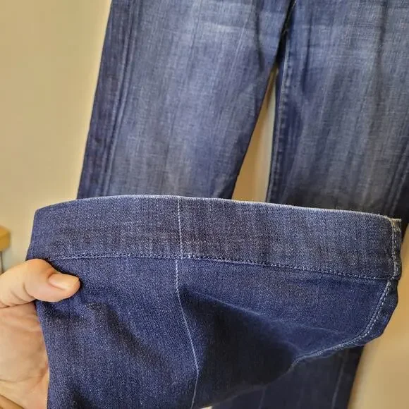 7 For All Mankind Womens Dojo Blue Denim Low Rise Flare Jeans Size 28 - Picture 9 of 16